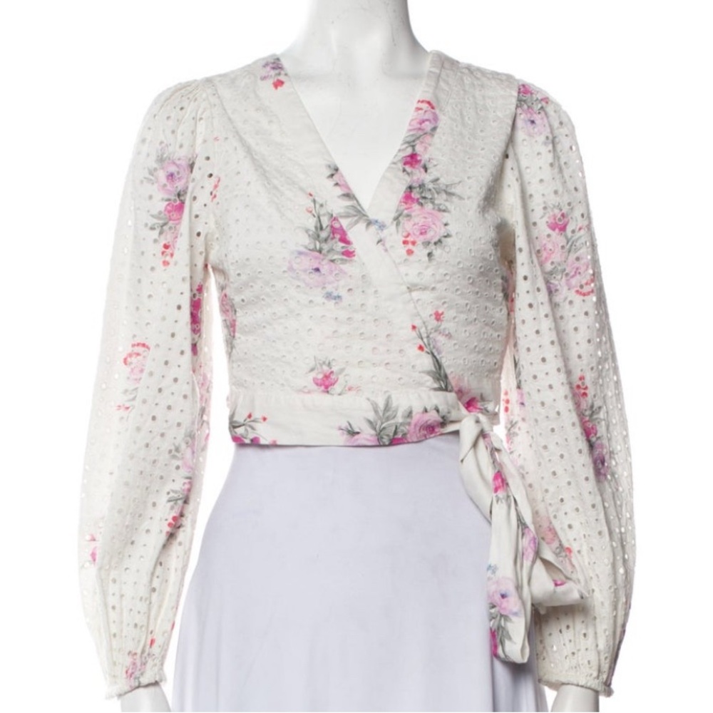 NWT! LoveShackFancy Floral Long Sleeve Crop Top